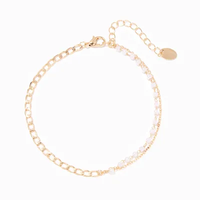 Gold Half Pearl Chain Anklet
