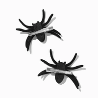 Black Flocked Spider Hair Clips - 2 Pack