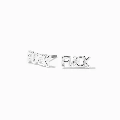 Silver F*ck Stud Earrings