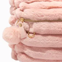 Blush Pink Furry Medium Backpack