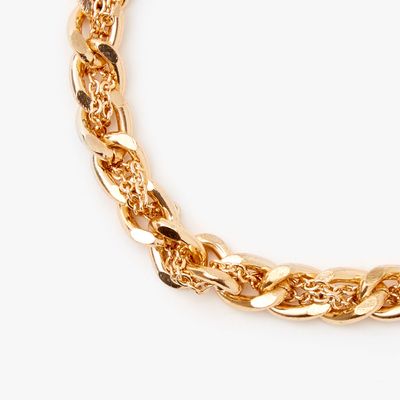 Gold Braided Chain Link Bracelet