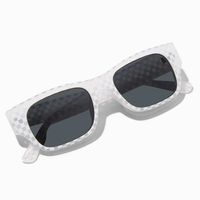 Clear Checkerboard Rectangular Sunglasses