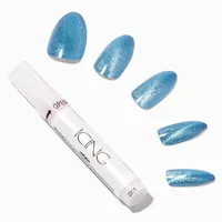 Pale Blue Cat Eye Stiletto Vegan Faux Nail Set - 24 Pack