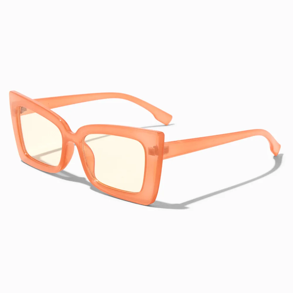 Blue Light Reducing Orange Rectangular Cat Eye Clear Lens Frames