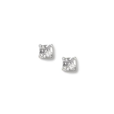 4MM Cubic Zirconia Four Prong Setting Square Stud Earrings
