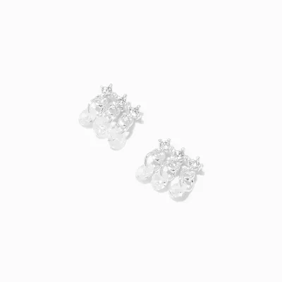 Silver-tone Cubic Zirconia Dangle Stud Earrings