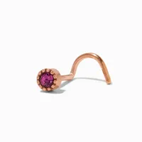 18K Rose Gold Plated Titanium Purple 20G Nose Stud