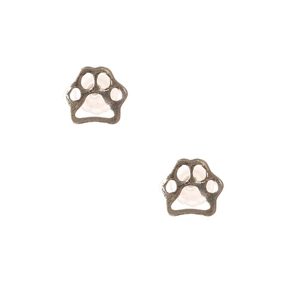 Sterling Silver Paw Print Outline Stud Earrings