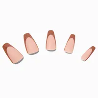 Brown Tip Squareletto Vegan Faux Nail Set - 24 Pack