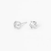 Sterling Silver Cubic Zirconia 6MM Round Stud Earrings