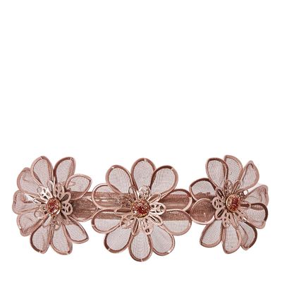 Rose Gold Mesh Flower Trio Hair Clip