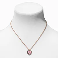 Pink Evil Eye Heart Pendant Necklace