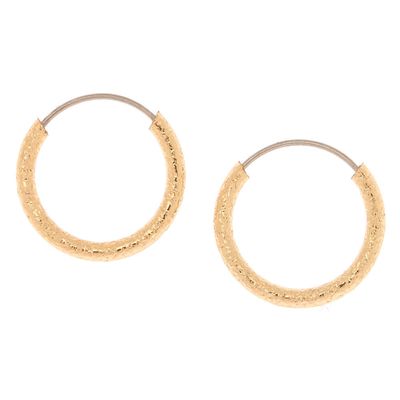 Gold 10MM Textured Hoop Earrings