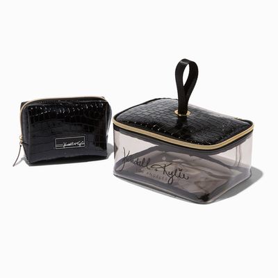 KENDALL + KYLIE Black Snakeskin Cosmetic Bag Set - 2 Pack