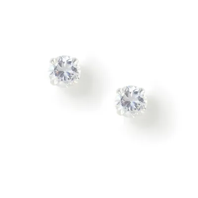 Sterling Silver Cubic Zirconia 5MM Round Stud Earrings