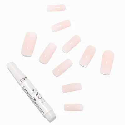 French Ombre Long Square Vegan Faux Nail Set - 24 Pack
