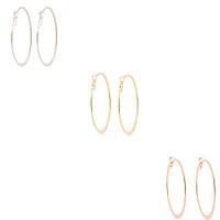 Mixed Metal 50MM Hoop Earrings - 6 Pack