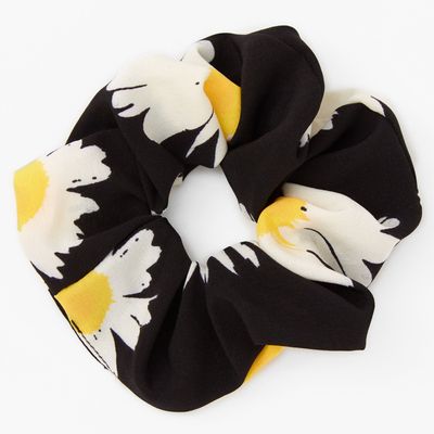 Small Black Daisy Scrunchie