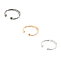 Silver, Gold & Hematite Textured Faux Septum Ring Set