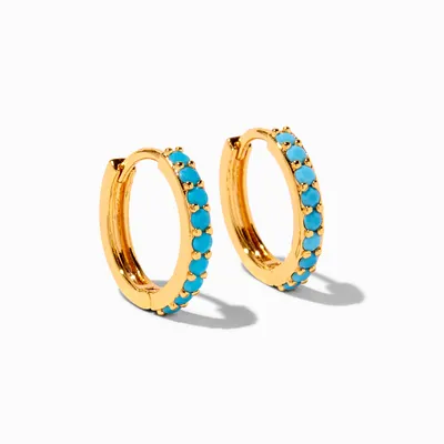 Icing Select 18k Gold Plated 10MM Turquoise Clicker Hoop Earrings
