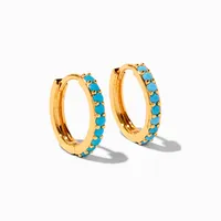 Icing Select 18k Gold Plated 10MM Turquoise Clicker Hoop Earrings