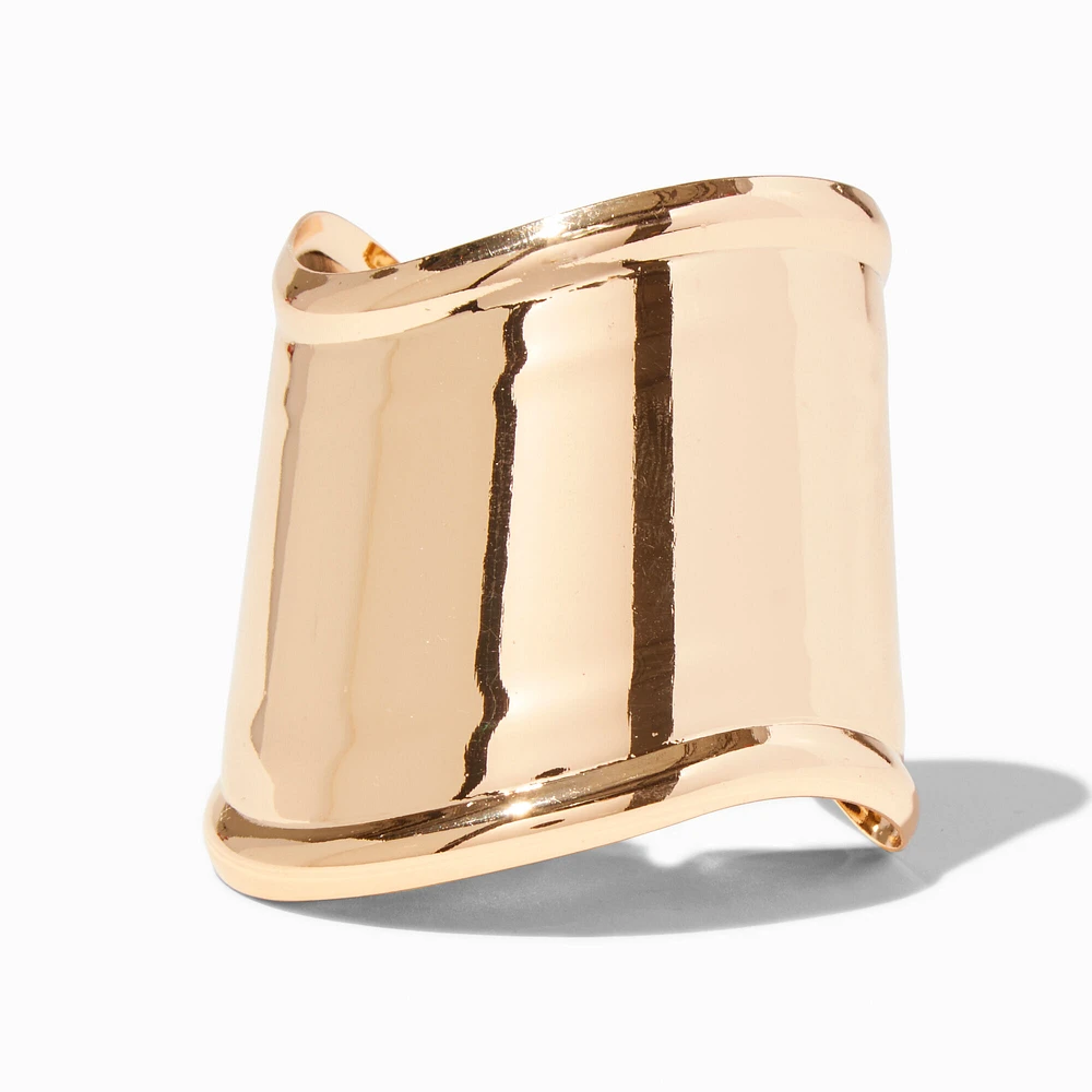 Gold-tone Wide Curved Cuff Bracelet