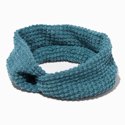 Teal Blue Sweater Knit Twisted Headwrap