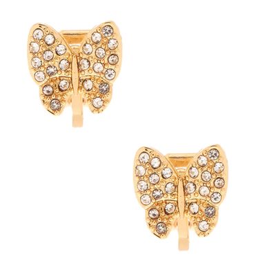 Gold Butterfly Clip On Stud Earrings