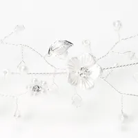 Silver Metallic Flower Crown Headwrap