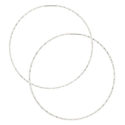 60MM Laser Cut Silver Hoop Earrings