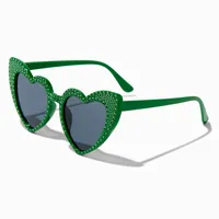 Studded Green Heart Cat Eye Sunglasses