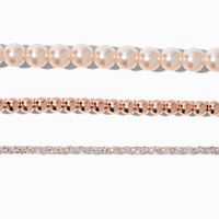 Rose Gold Pearl Stretch Bracelets (3 Pack)