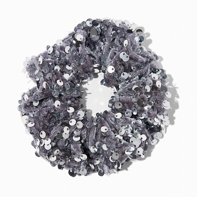 Silver Sequin Hair Scrunchie