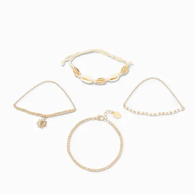 Seashell Gold Bracelet Set - 4 Pack