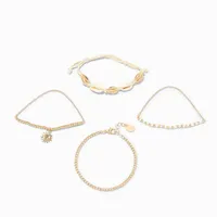 Seashell Gold Bracelet Set - 4 Pack