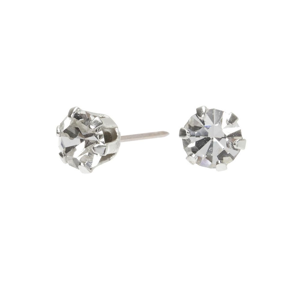 Sterling Silver Cubic Zirconia 5MM Round Cup Stud Earrings