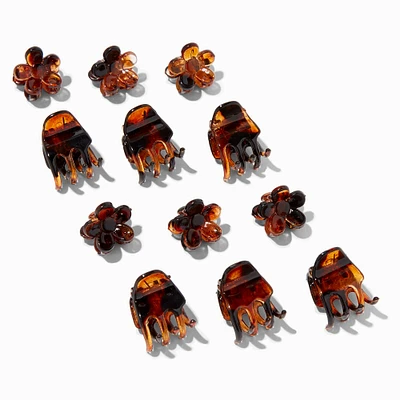 Tortoiseshell Daisy Mini Hair Claws - 12 Pack