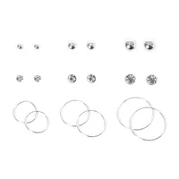 Silver Graduated Hoop & Stud Earring Set