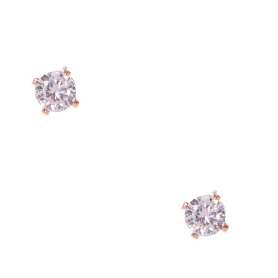 Rose Gold 4MM Round Cubic Zirconia Stud Earrings