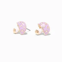 Purple Mushroom Clip-On Stud Earrings