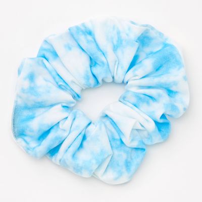 Medium Blue & White Tie Dye Hair Scrunchie