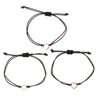 Mixed Metal Heart Adjustable Bracelets - Black, 3 Pack