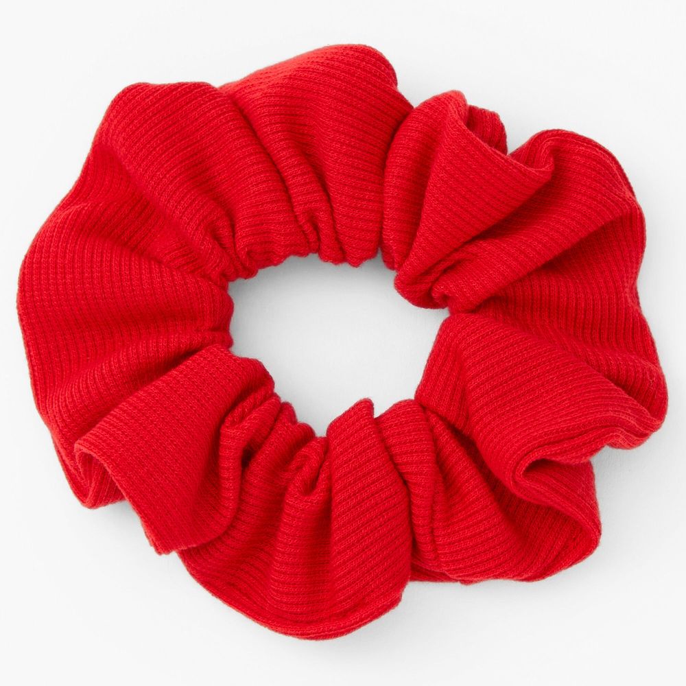 Medium Ribbed Hair Scrunchie - Red