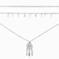 Burnished Silver Dreamcatcher Multi Strand Necklace