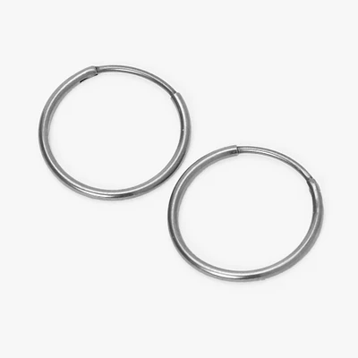 ICING Select Silver Titanium 14MM Sleek Hoop Earrings