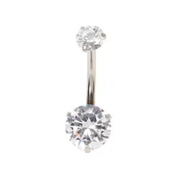 14G Round Cubic Zirconia Belly Bar