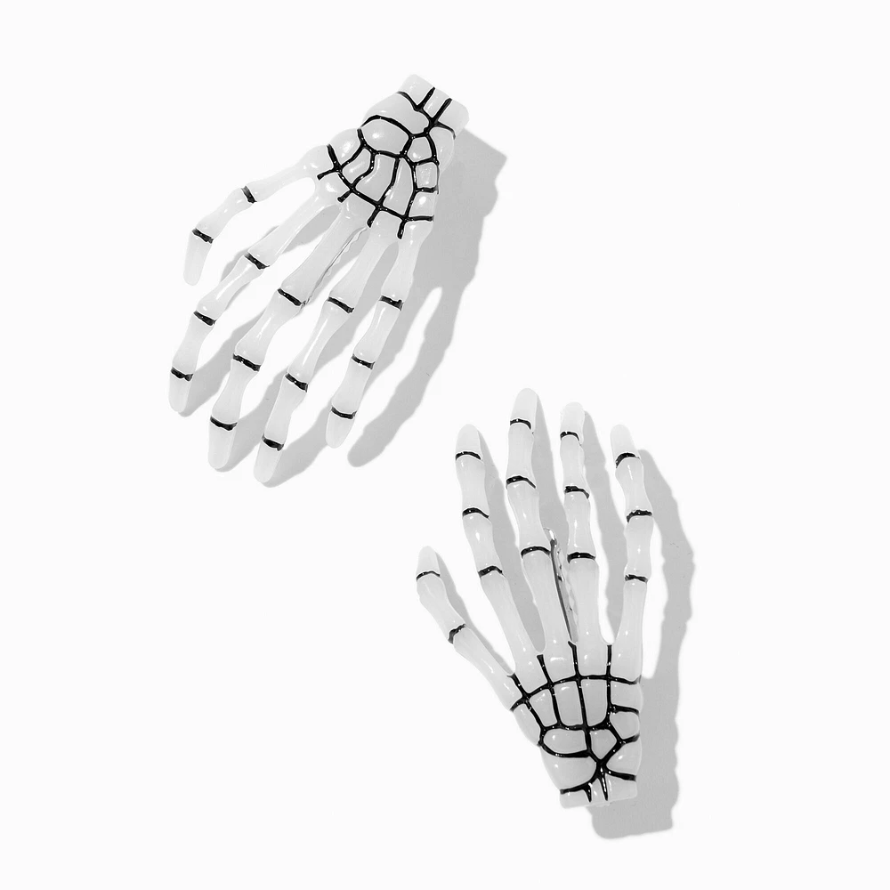 Skeleton Hands Glow in the Dark Hair Clips - 2 Pack