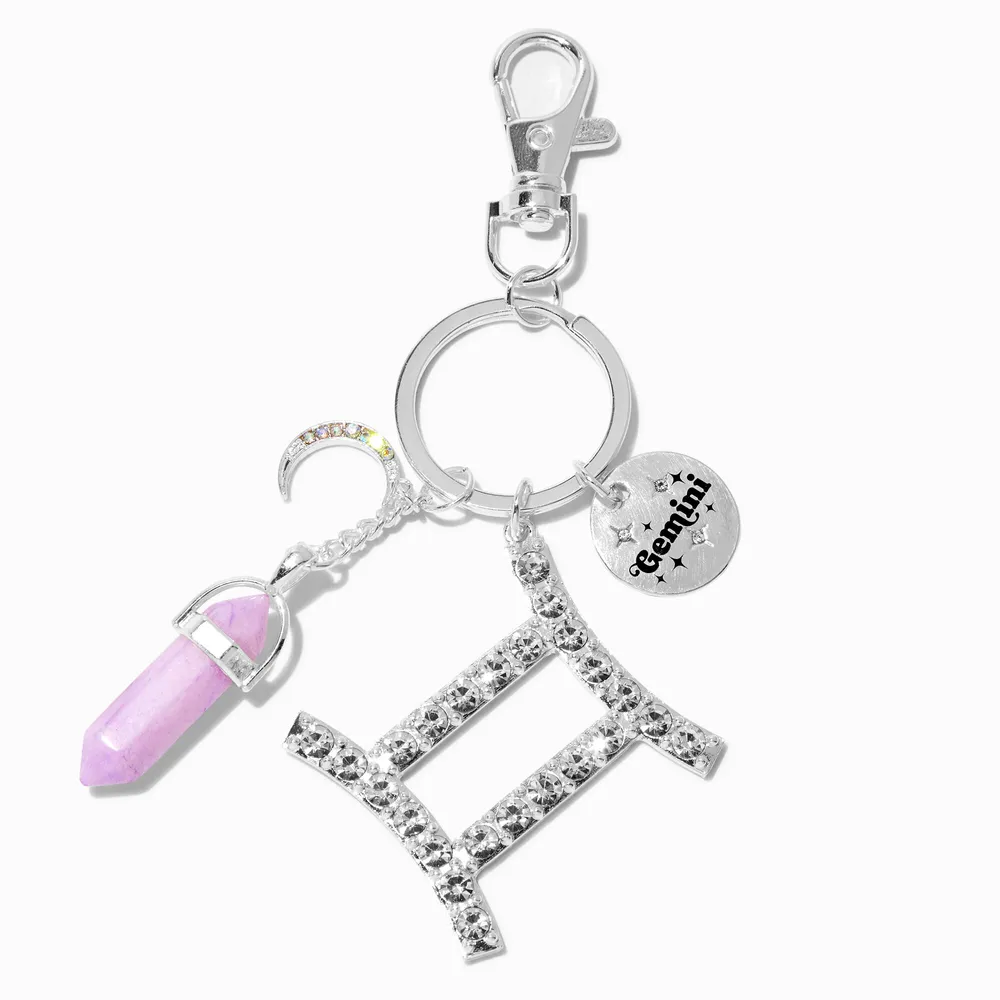 Gemini Mystical Gem Silver Zodiac Keychain