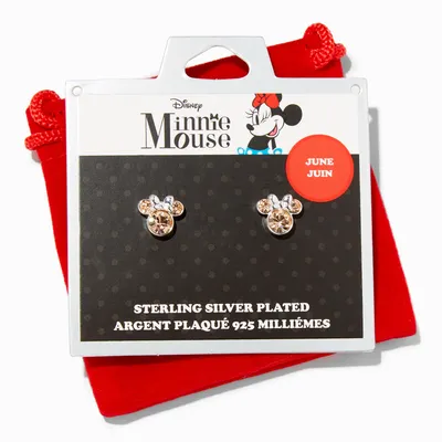 Disney Minnie Mouse Birthstone Sterling Silver Stud Earrings