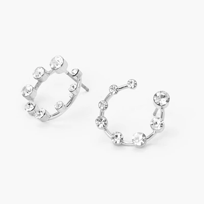 Silver Open Circle Embellished Stud Earrings